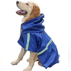 Blue Dog Raincoat with Reflective Stripes